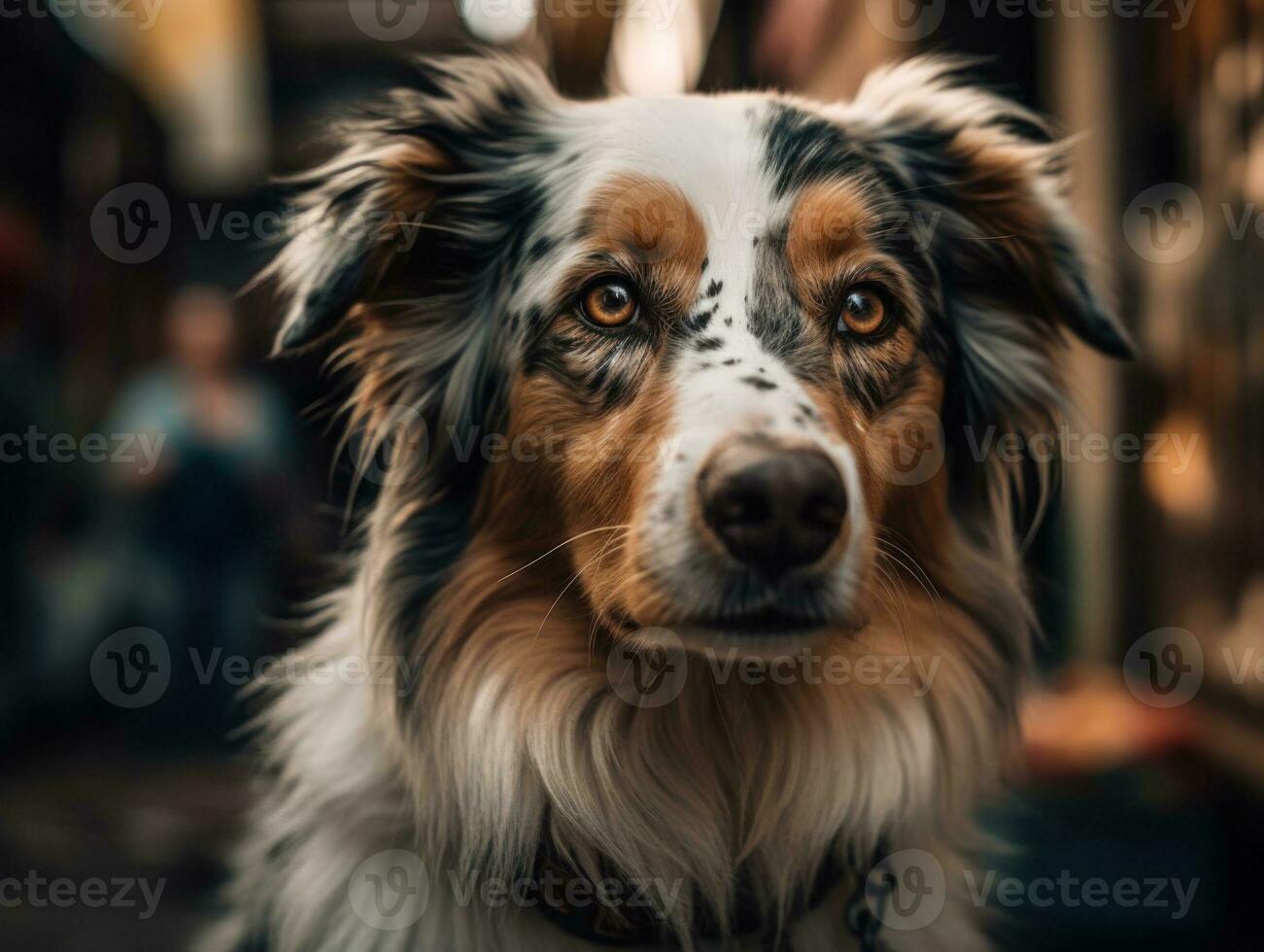 Australian Shepherd dog created with Generative AI technology photo