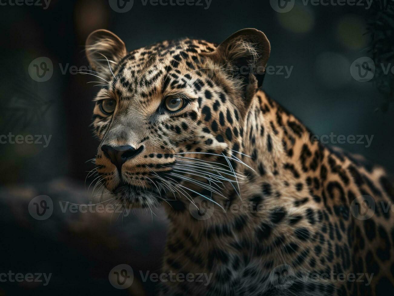 Leopard portrait close up created with Generative AI technology photo