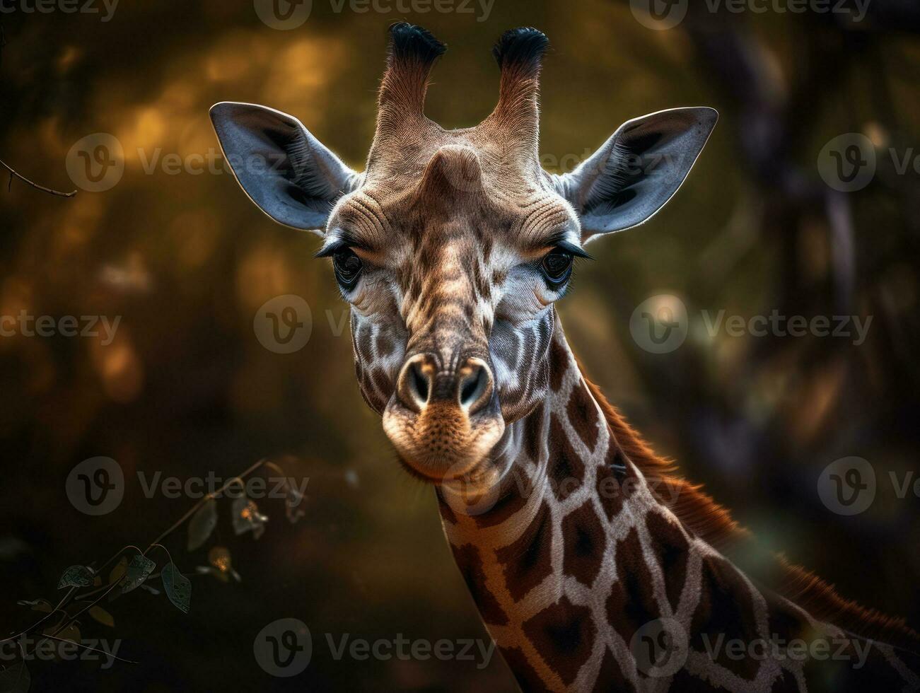 Giraffe portrait created with Generative AI technology photo