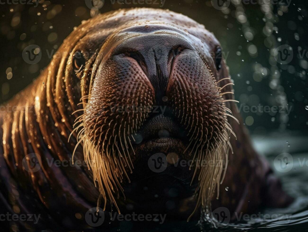 Walrus portrait created with Generative AI technology photo