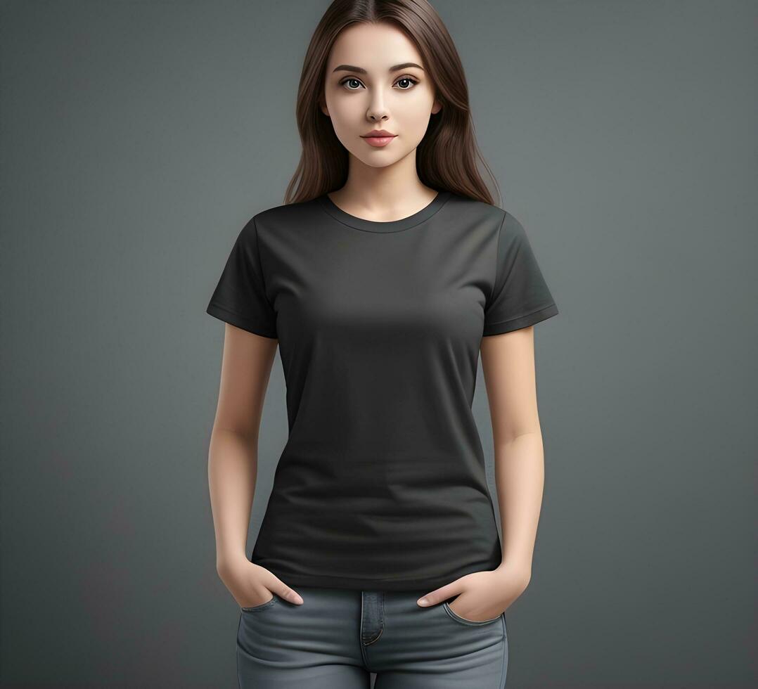 Women blank t shirt mockup ai generate 29696743 Stock Photo at Vecteezy