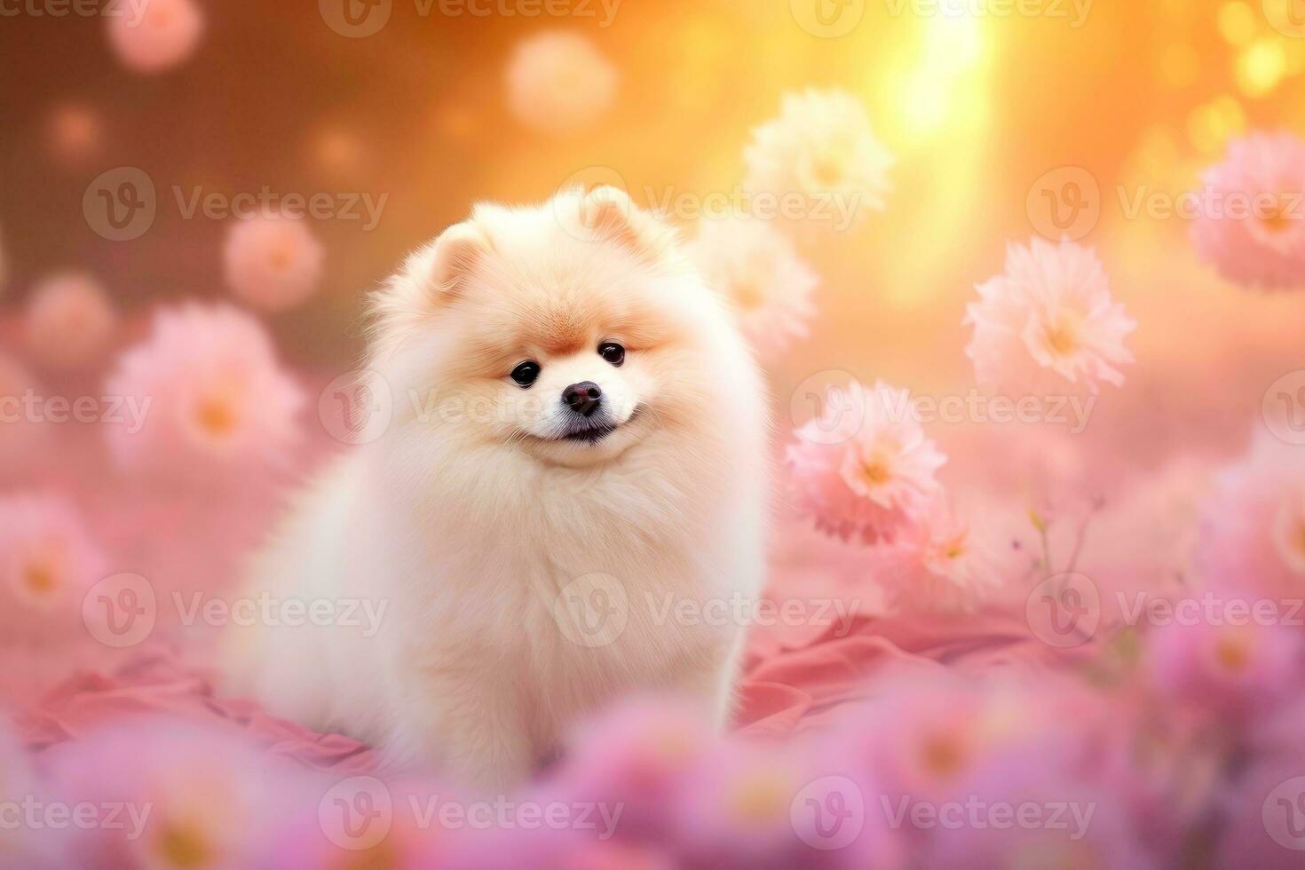 Close-up of cute dog with beautiful bokeh background, Generative AI illustration photo