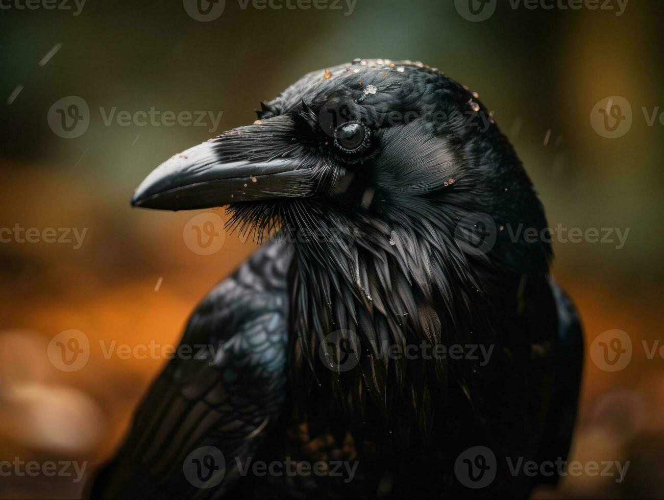 Crow bird portrait created with Generative AI technology photo