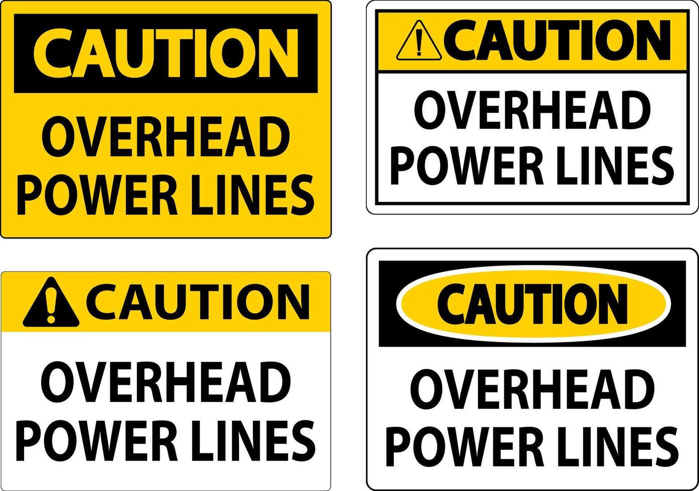 Caution Sign Overhead Power Lines vector