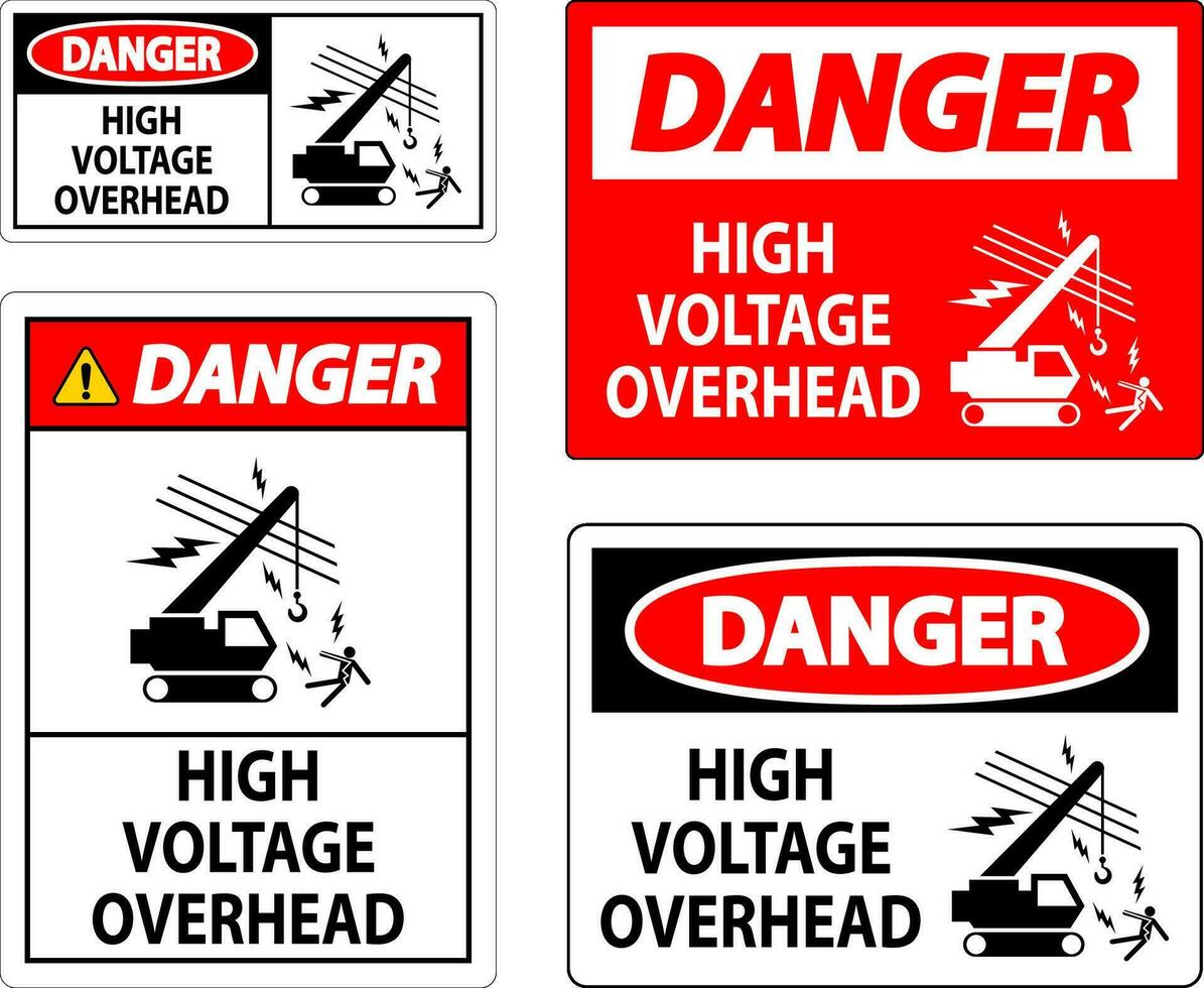 Danger Sign High Voltage Overhead vector