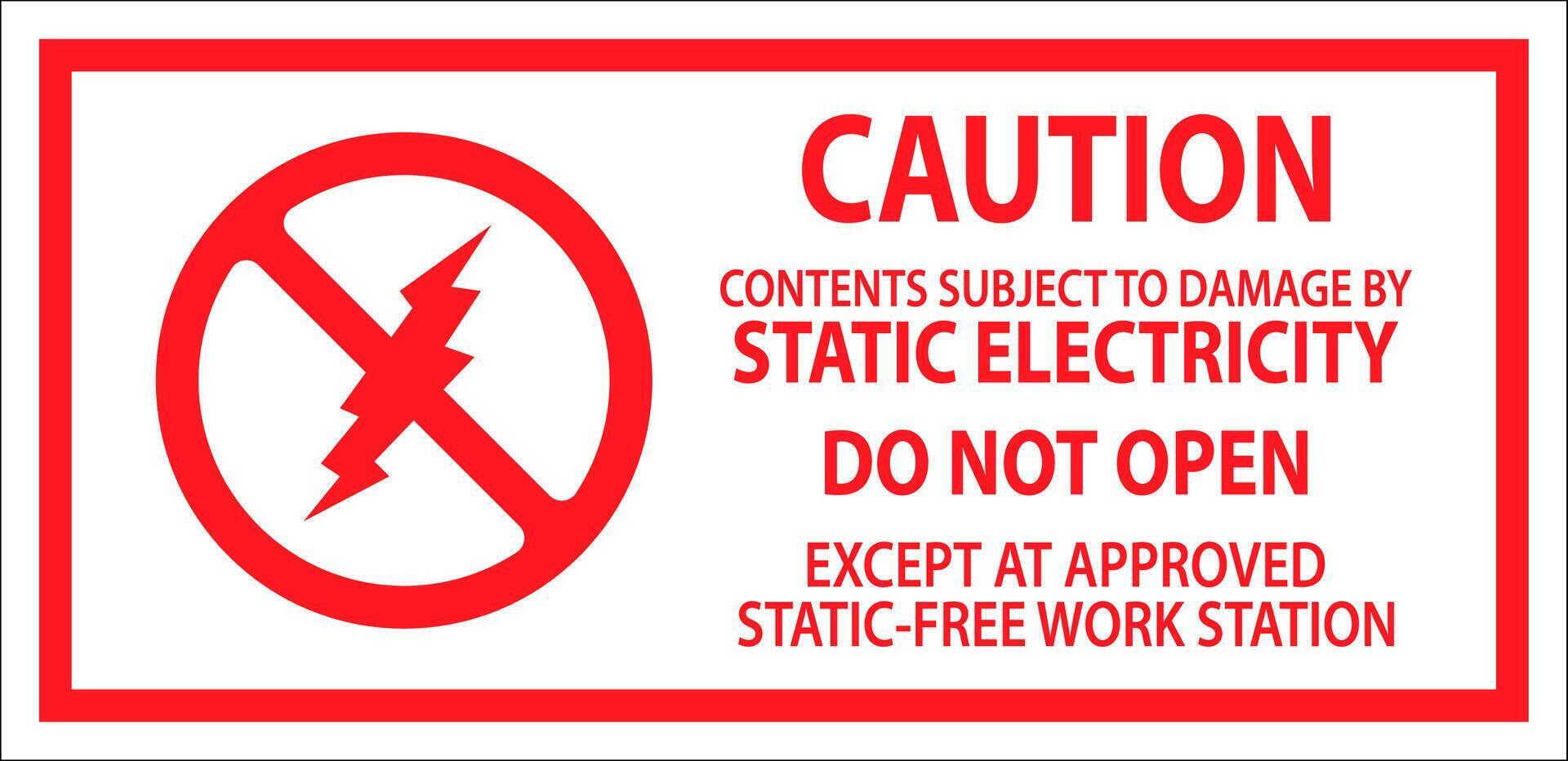 Fluorescent Red Anti-Static Labels Caution Do Not Open vector