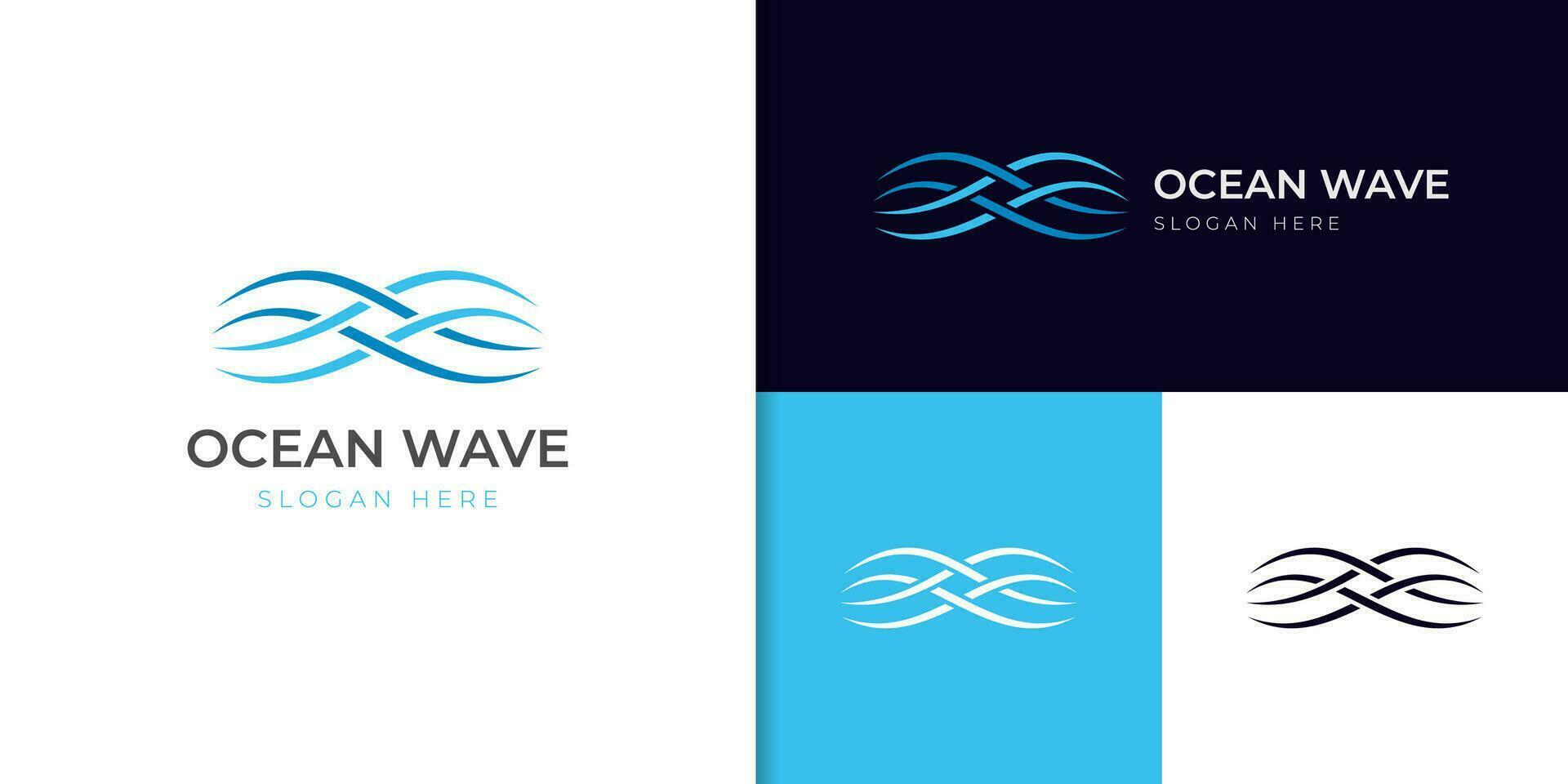 ocean blue wave abstract water logo icon design element, line water wave simple logo element vector