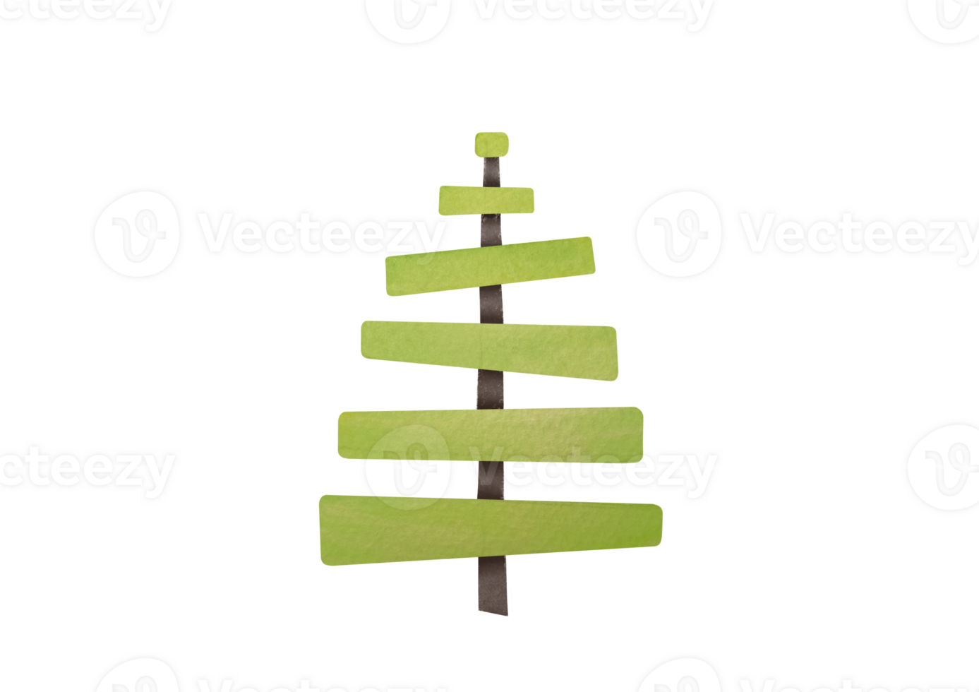 watercolor hand drawn Christmas tree cutout isolated on transparent background. Coniferous trees green happy New Year design. Simple pine-trees clip art. Winter holiday evergreen forest tree png