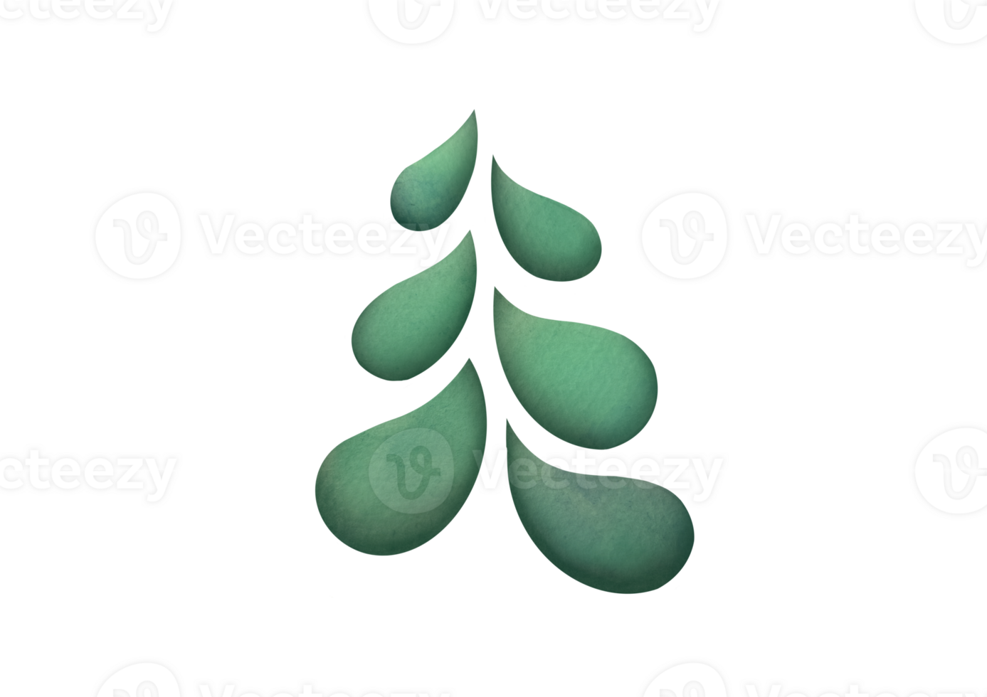 watercolor hand drawn Christmas tree cutout on transparent background. unusual shape Coniferous trees green happy New Year design. Simple pine-trees clip art. Winter holiday evergreen forest tree png