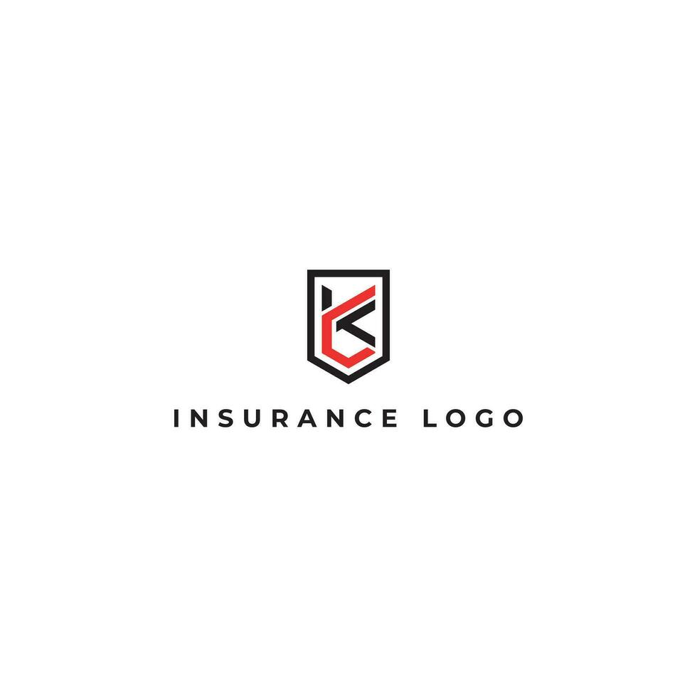 Abstract Modern logo template or icon letter KL or LK in black red color isolated on a white background. Abstract letter KL logo applied for claim insurance company logo design inspiration template vector