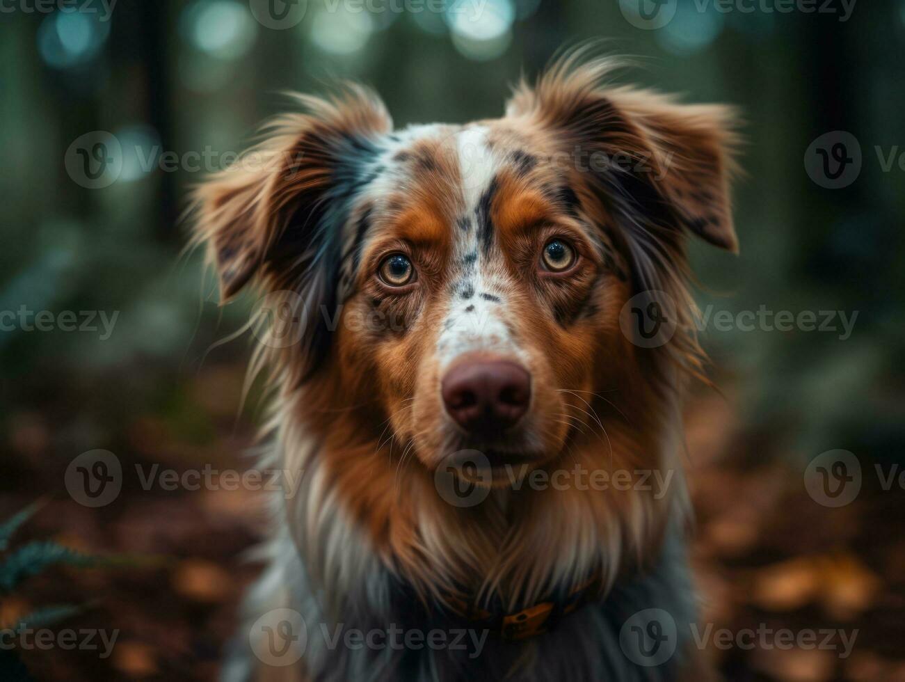 Australian Shepherd dog created with Generative AI technology photo