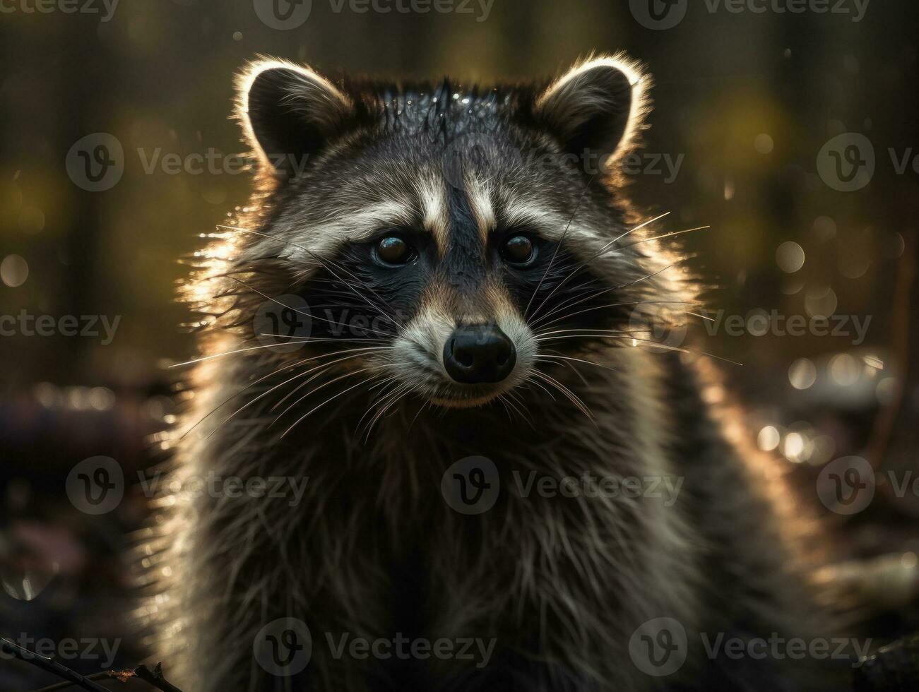 Racoon portrait created with Generative AI technology photo