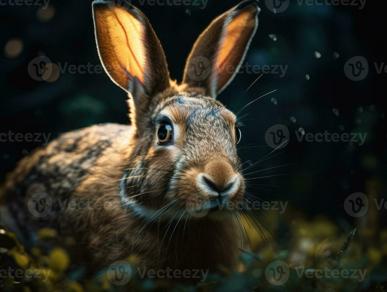 Rabbit portrait created with Generative AI technology photo
