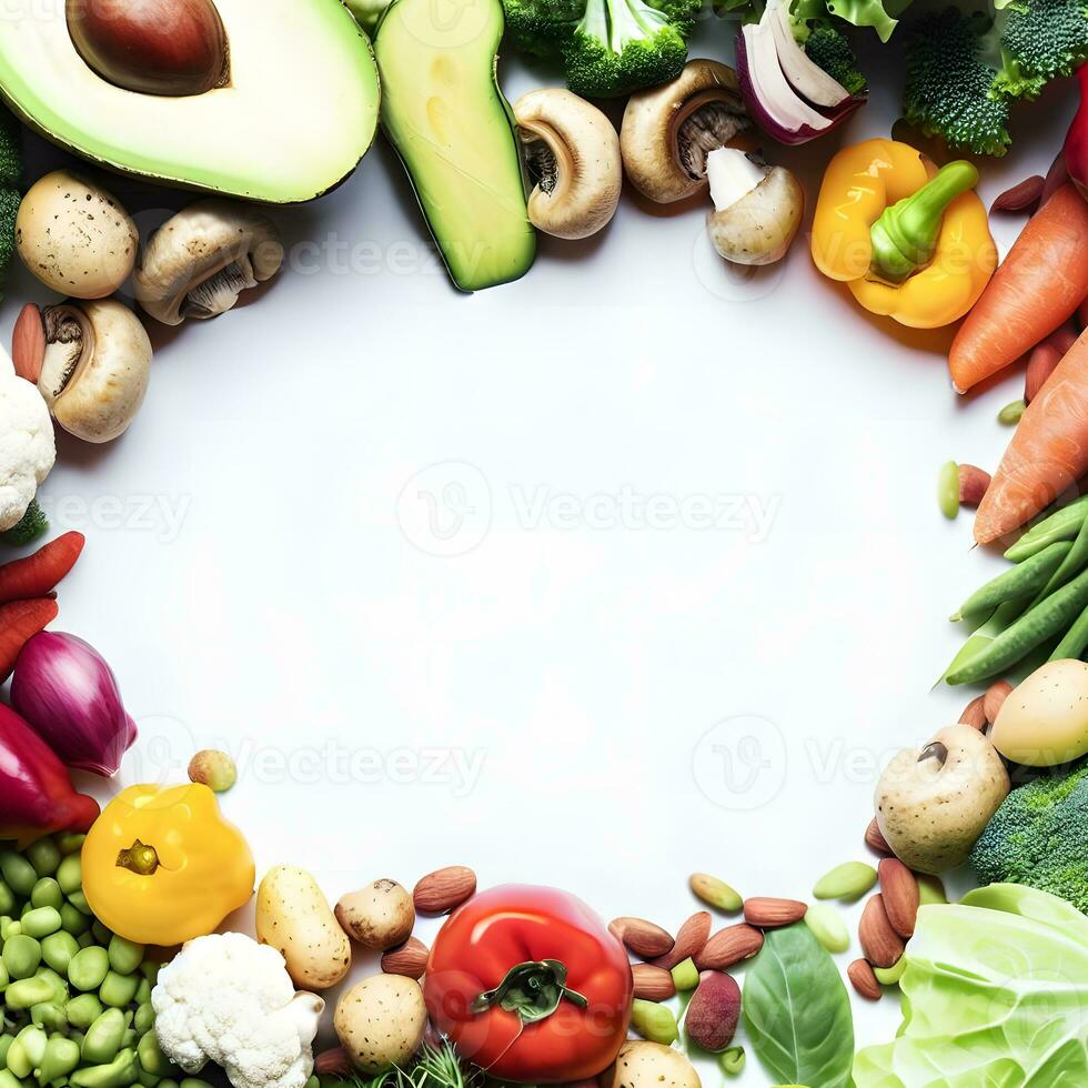 World vegan day with various healthy vegetables ai generative photo
