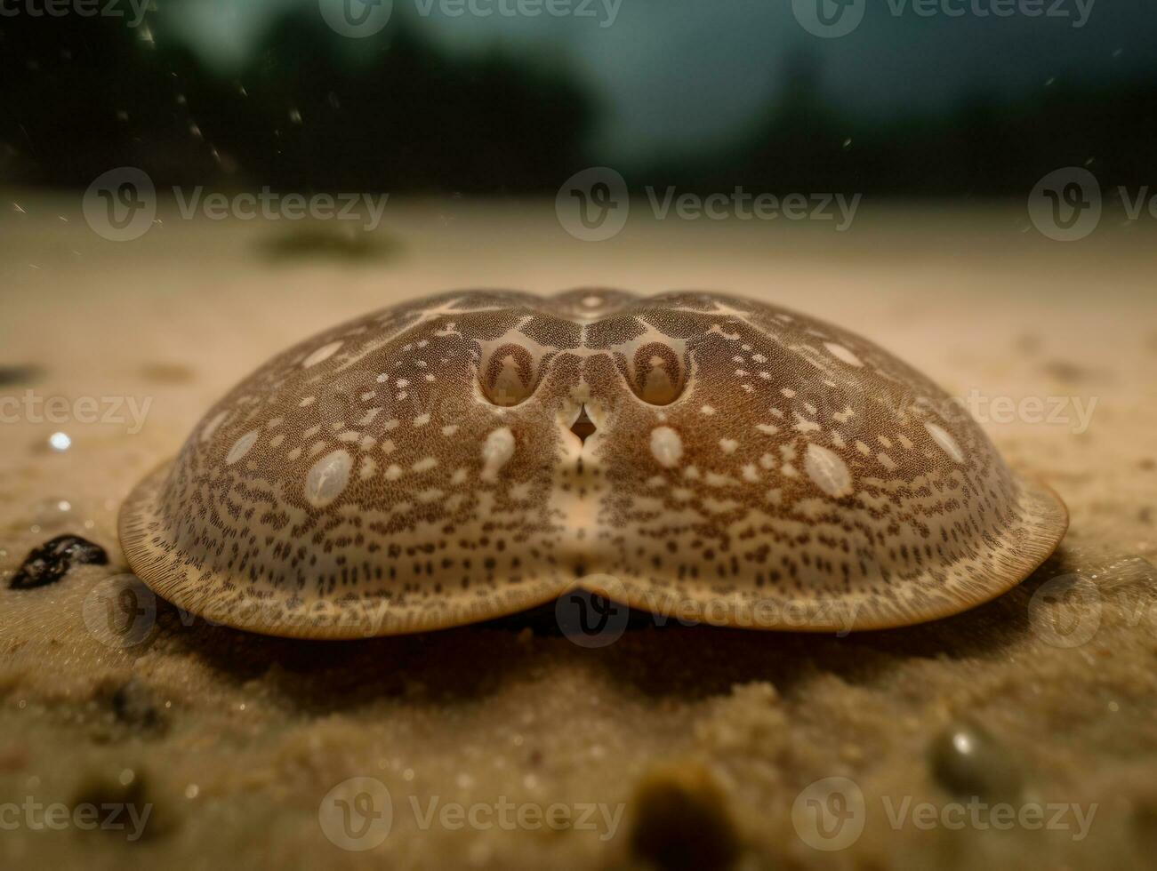 Sand dollar portrait created with Generative AI technology photo