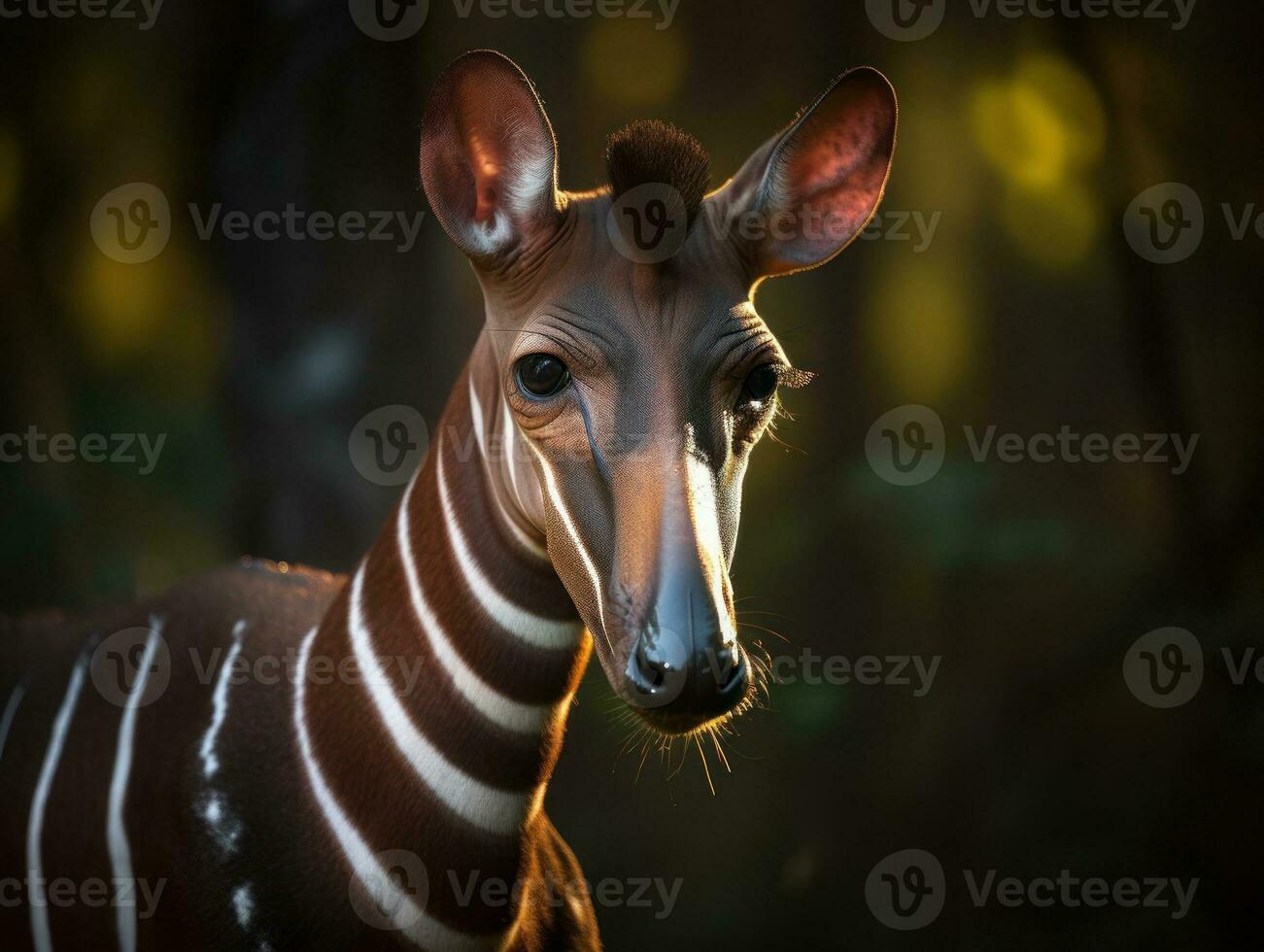 Okapi portrait created with Generative AI technology photo