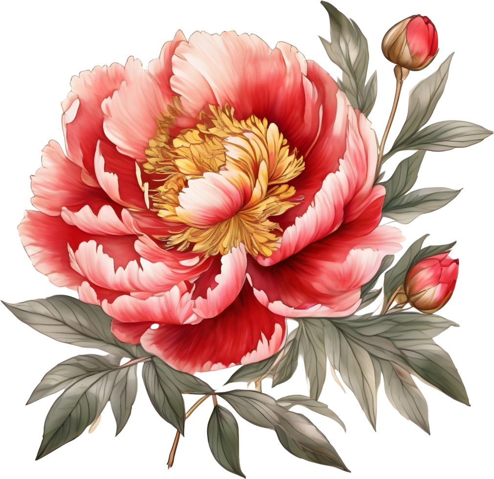 Picture of many peonies Chinese watercolor style. AI-generated. png