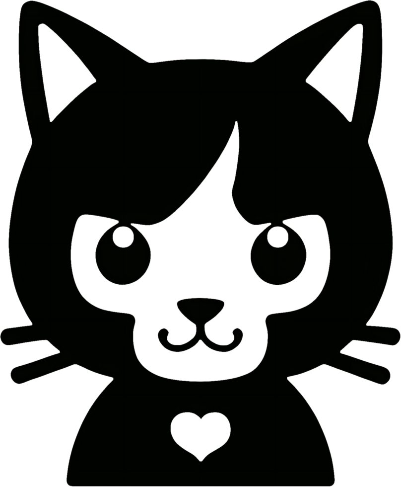 A close-up cat face on a white background icon. AI-Generated png