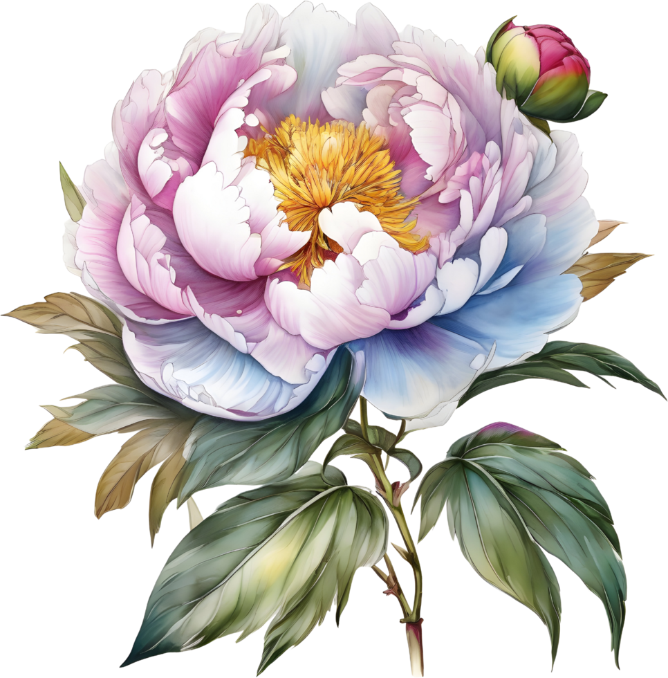 Picture of many peonies Chinese watercolor style. AI-generated. png