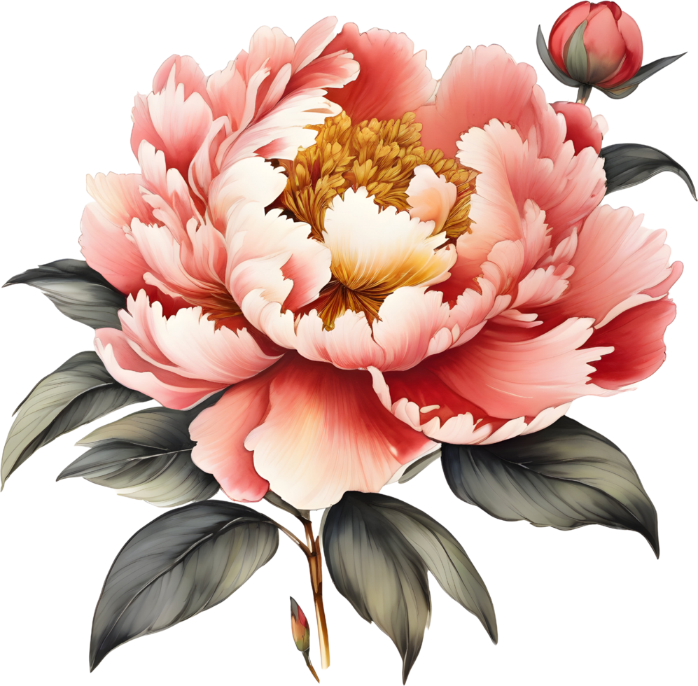 Picture of many peonies Chinese watercolor style. AI-generated. png