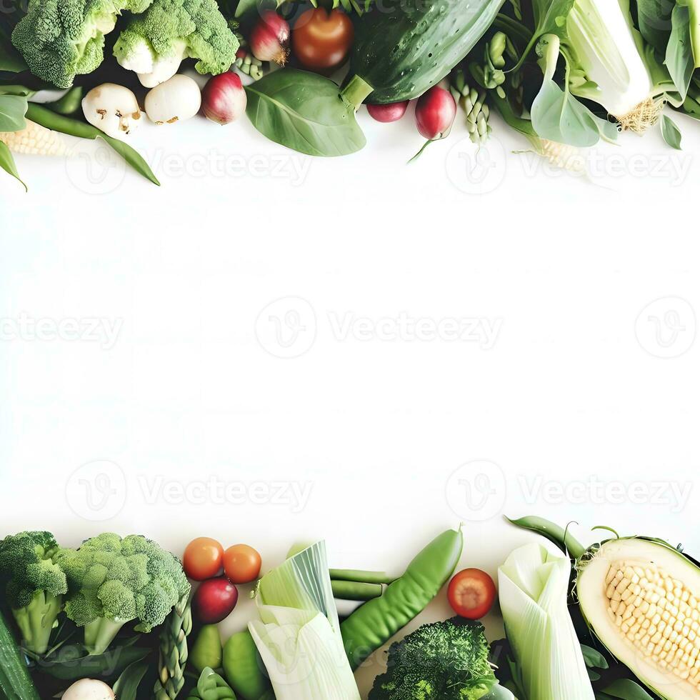 vibrante diseño con Fresco y nutricional vegetales ai generativo foto