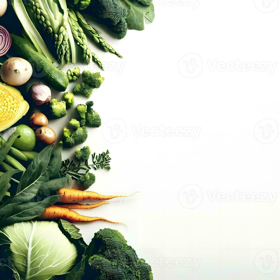 vibrante diseño con Fresco y nutricional vegetales ai generativo foto