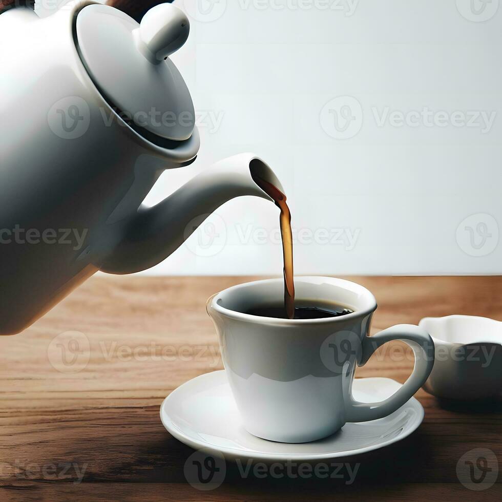 international coffee day with liquid coffee pouring on coffee cup ai generative photo
