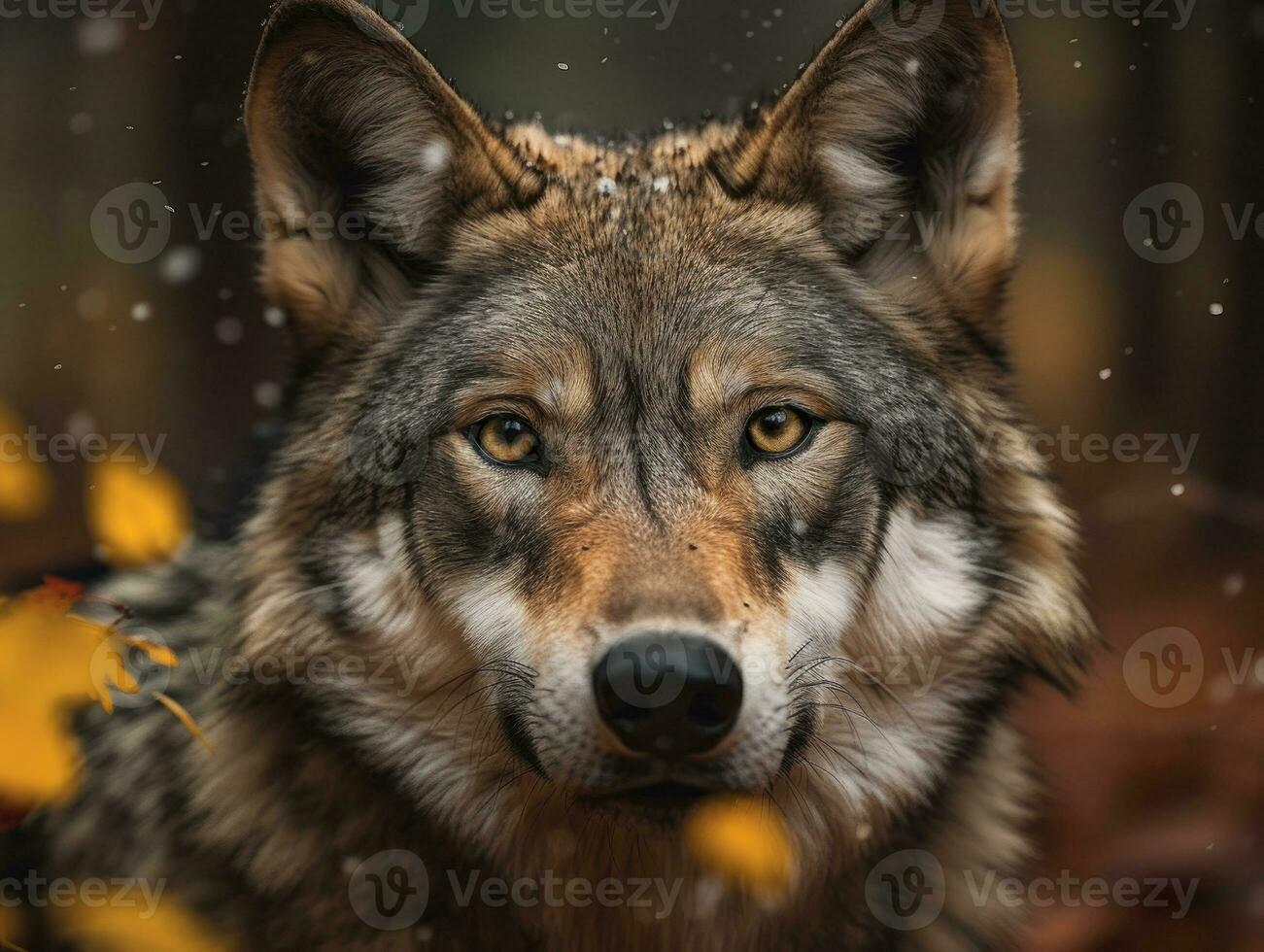 Wolf portrait created with Generative AI technology photo