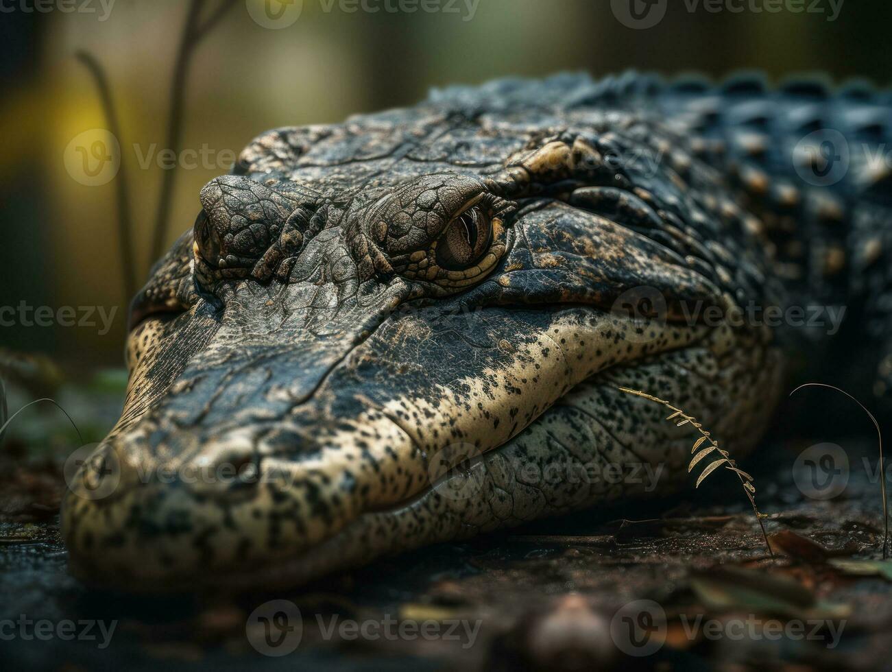 Alligator portrait created with Generative AI technology photo