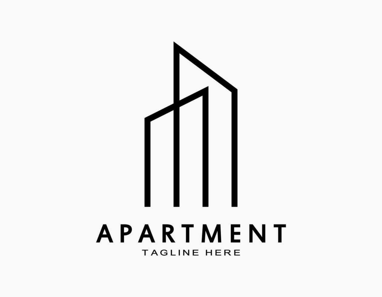 Minimal and abstract apartment logo. Vector line art forms a tower or building. Elegant design for company, architecture, developer, residence.