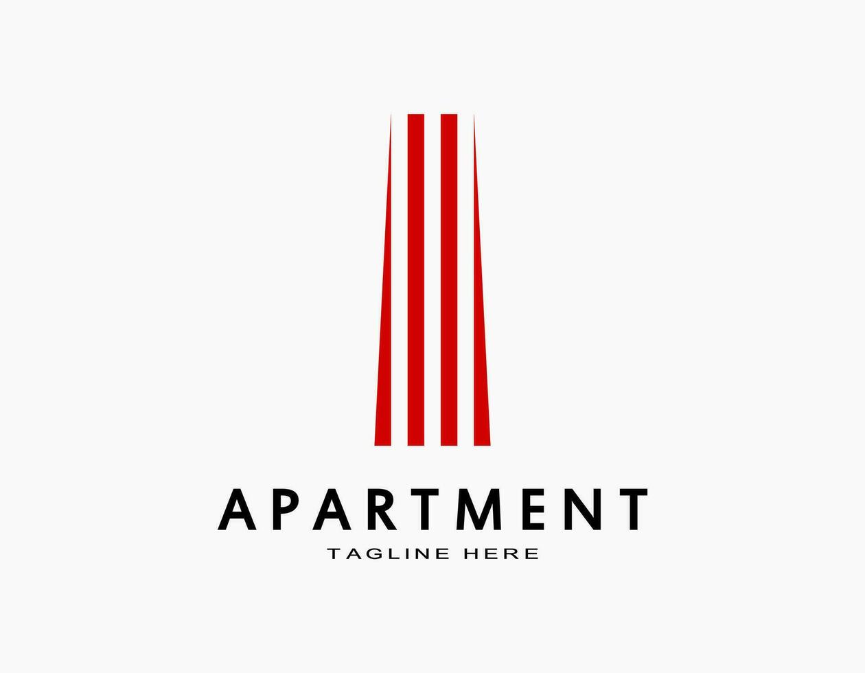 Elegant apartment logo in red. Minimal and abstract tower icon with growth concept. Luxury design for company, architecture, developer, residence. vector