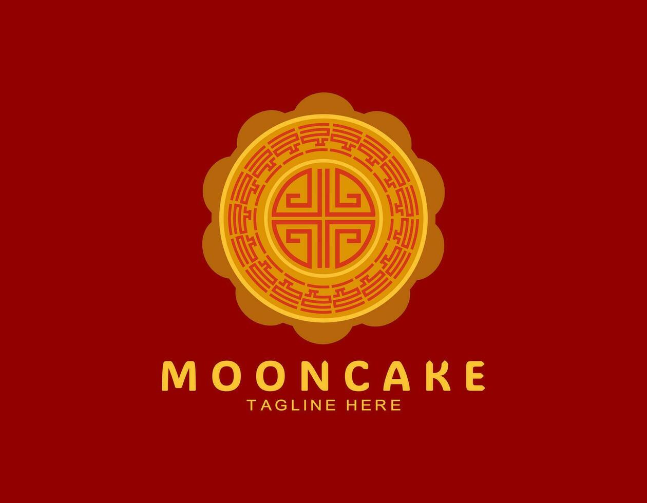 Elegant moon cake logo icon with pattern for Mid Autumn festival. Simple design suitable for business, food, cake. vector