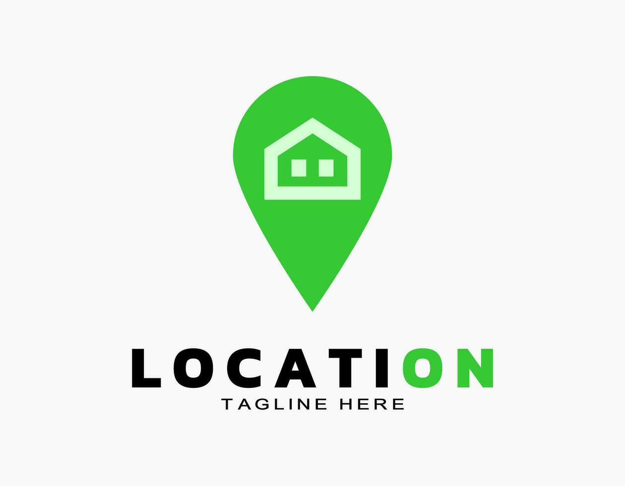 Home location logo in green. Real estate in a strategic point. Good and strategic property development for business or residence. vector