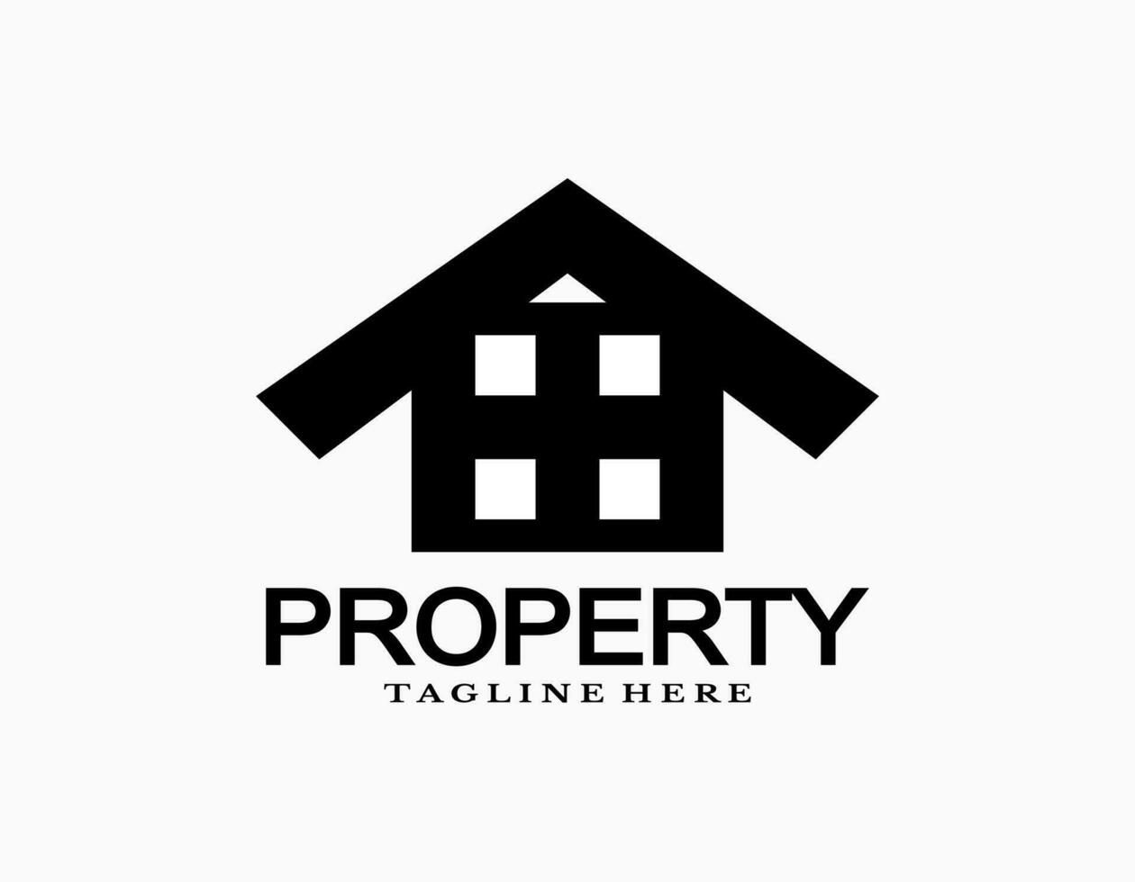 Simple house logo with black. Real estate vector for company, architecture, developer, residence