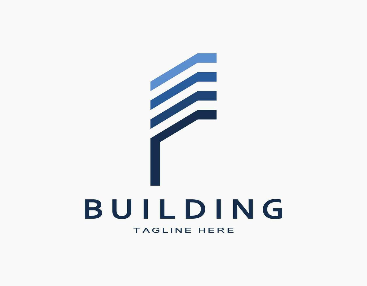 Elegant building logo that resembles a flag and letter F or P. Icon with solidarity concept. Luxury design for company, architecture, developer, residence, apartment. Blue vector. vector