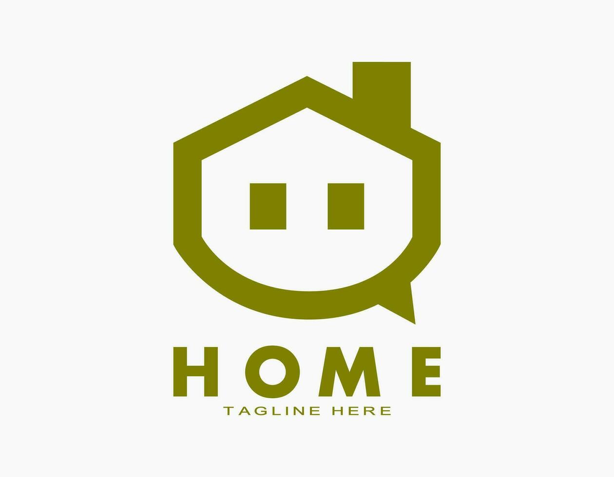 Simple home logo in army green color. House, residence, or real estate with minimalist trendy design. Strategic property location. vector