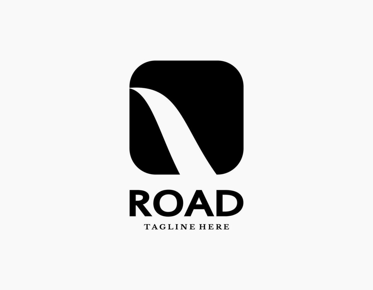 Road or highway logo template design vector in square. Minimalist illustration with black and white.