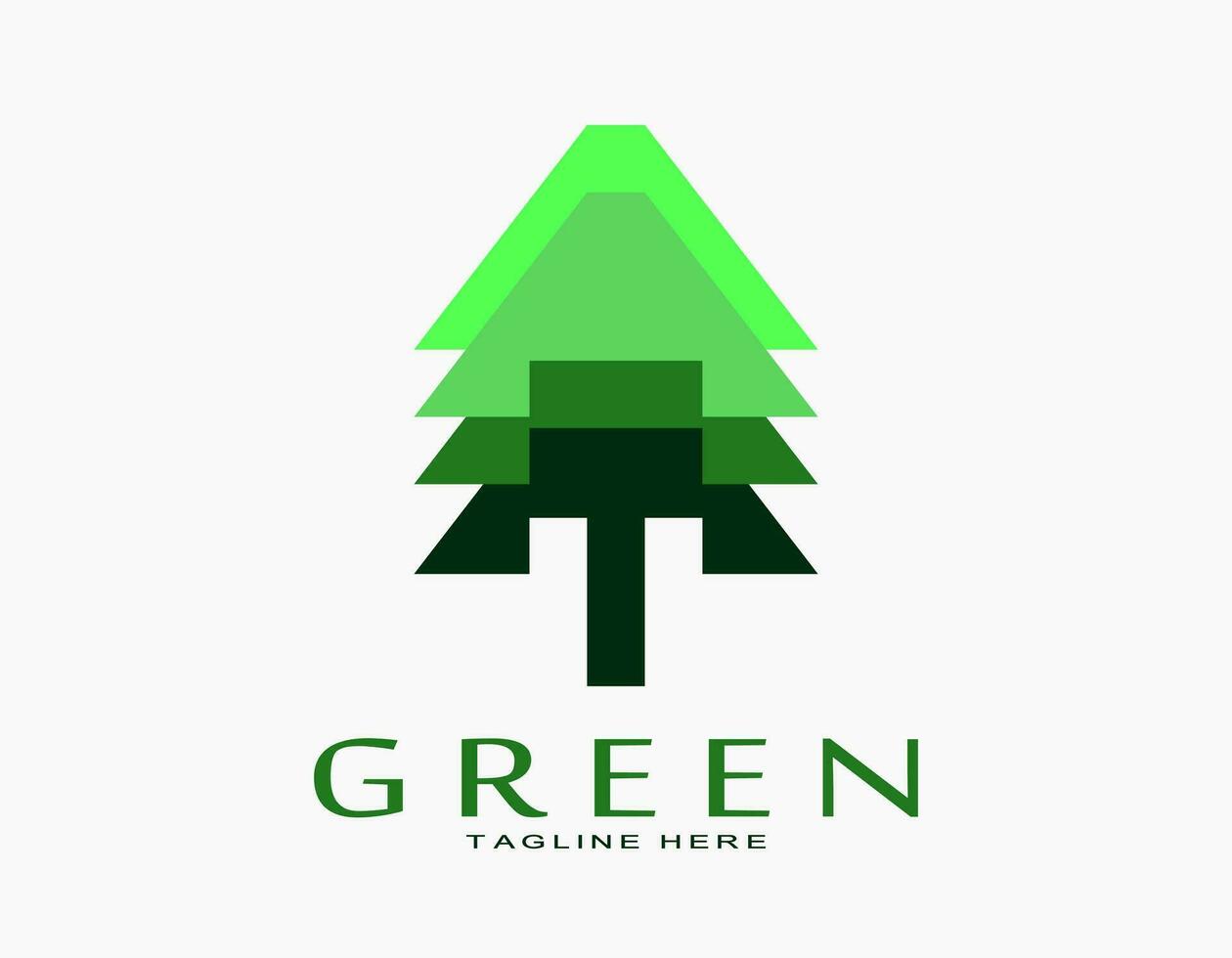 Simple green pines, spruce, cedar logo. Minimal tree icon. vector