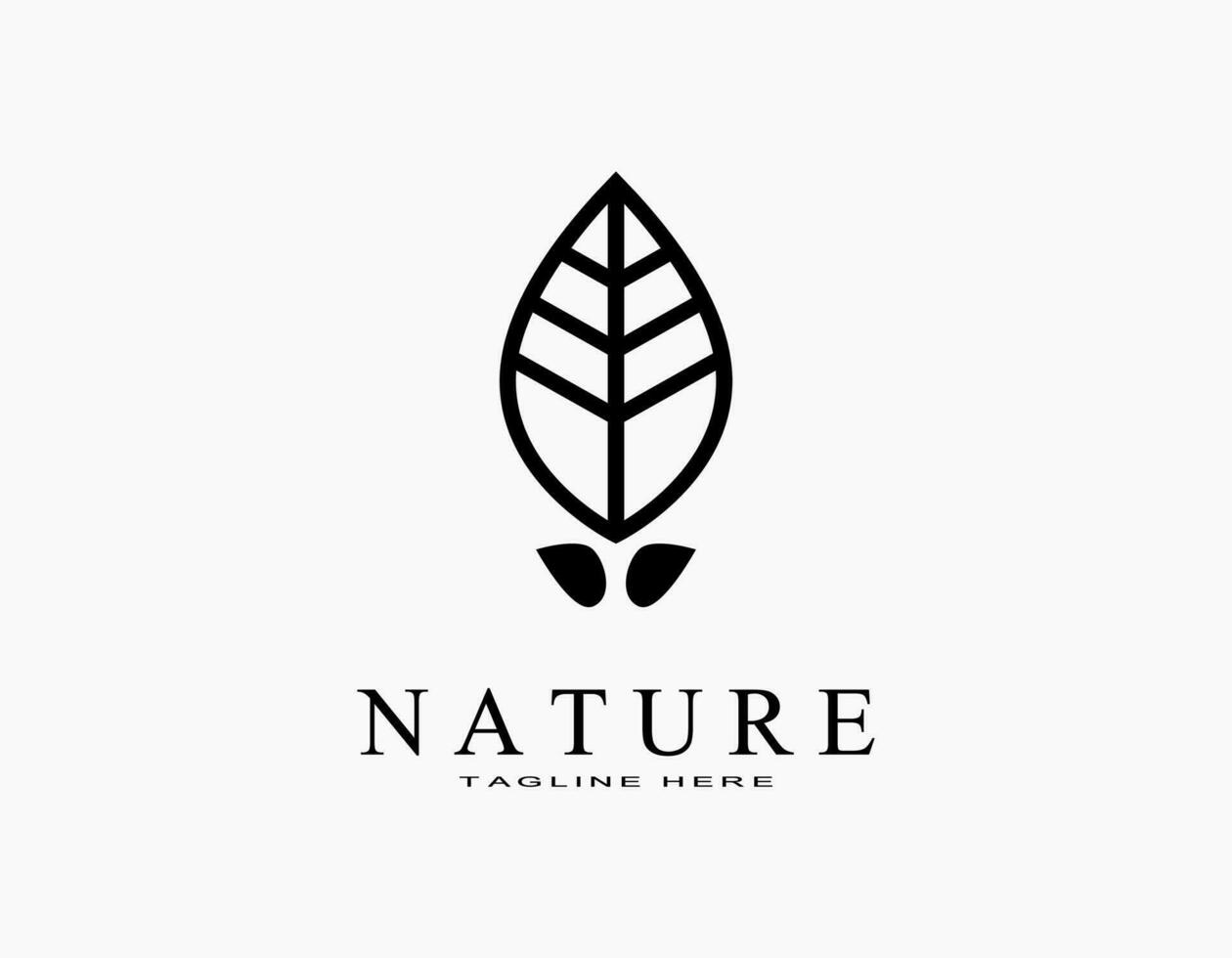 Simple elegant ecology natural logo. Single leaf icon with black. Suitable vector illustration for botanic, garden, agriculture.