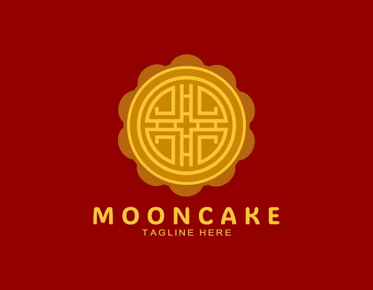 Elegant moon cake logo icon with pattern for Mid Autumn festival. Simple design suitable for business, food, cake. vector