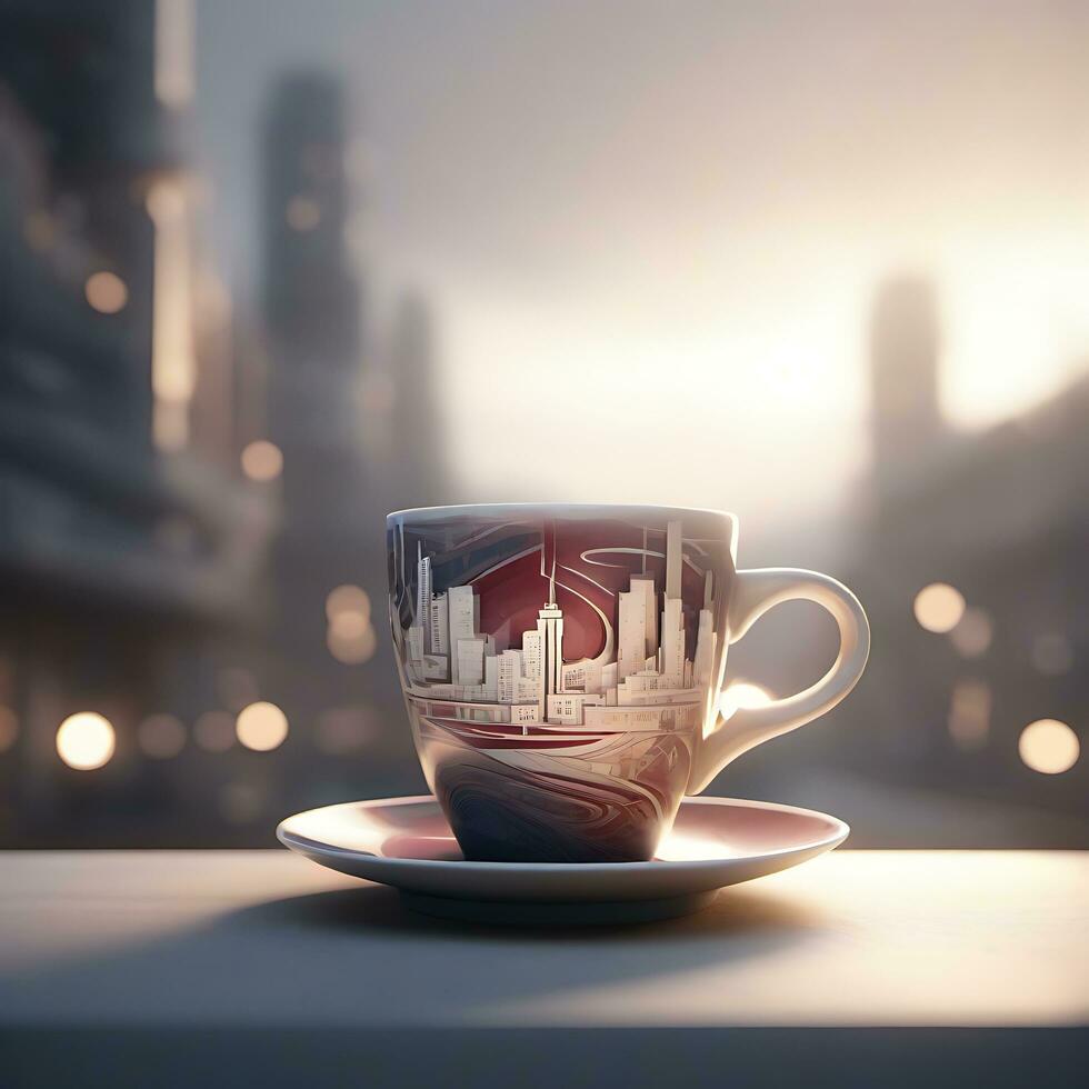 un taza de café con precisionismo diseño taza ai generado foto