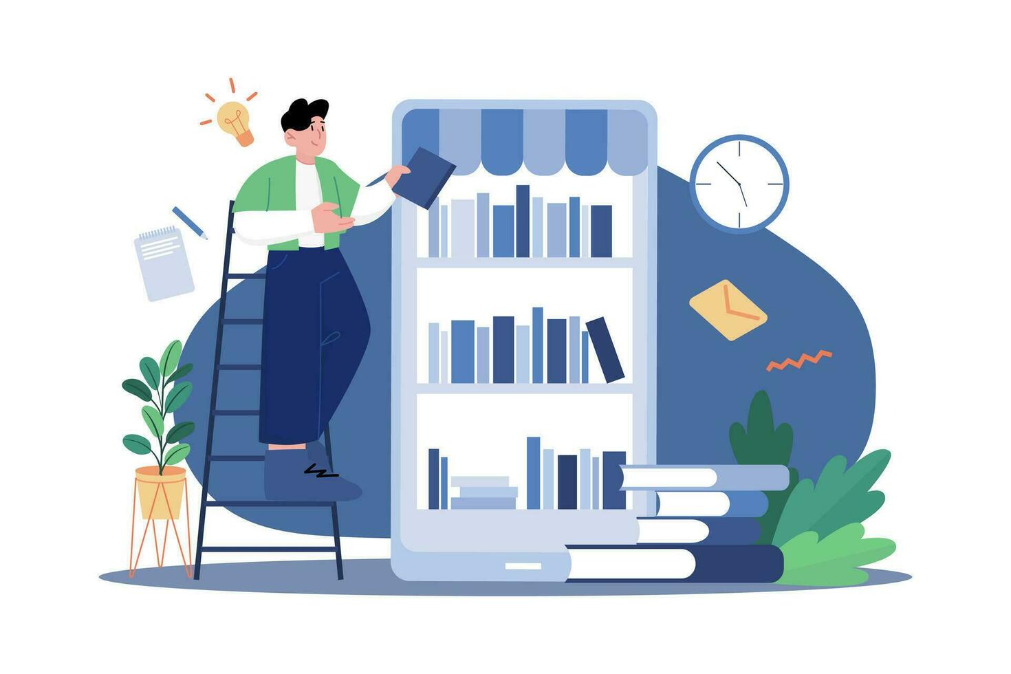 Student Using Digital Library vector