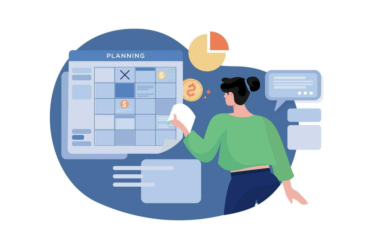 Finance Planning Illustration concept. A flat illustration isolated on white background vector