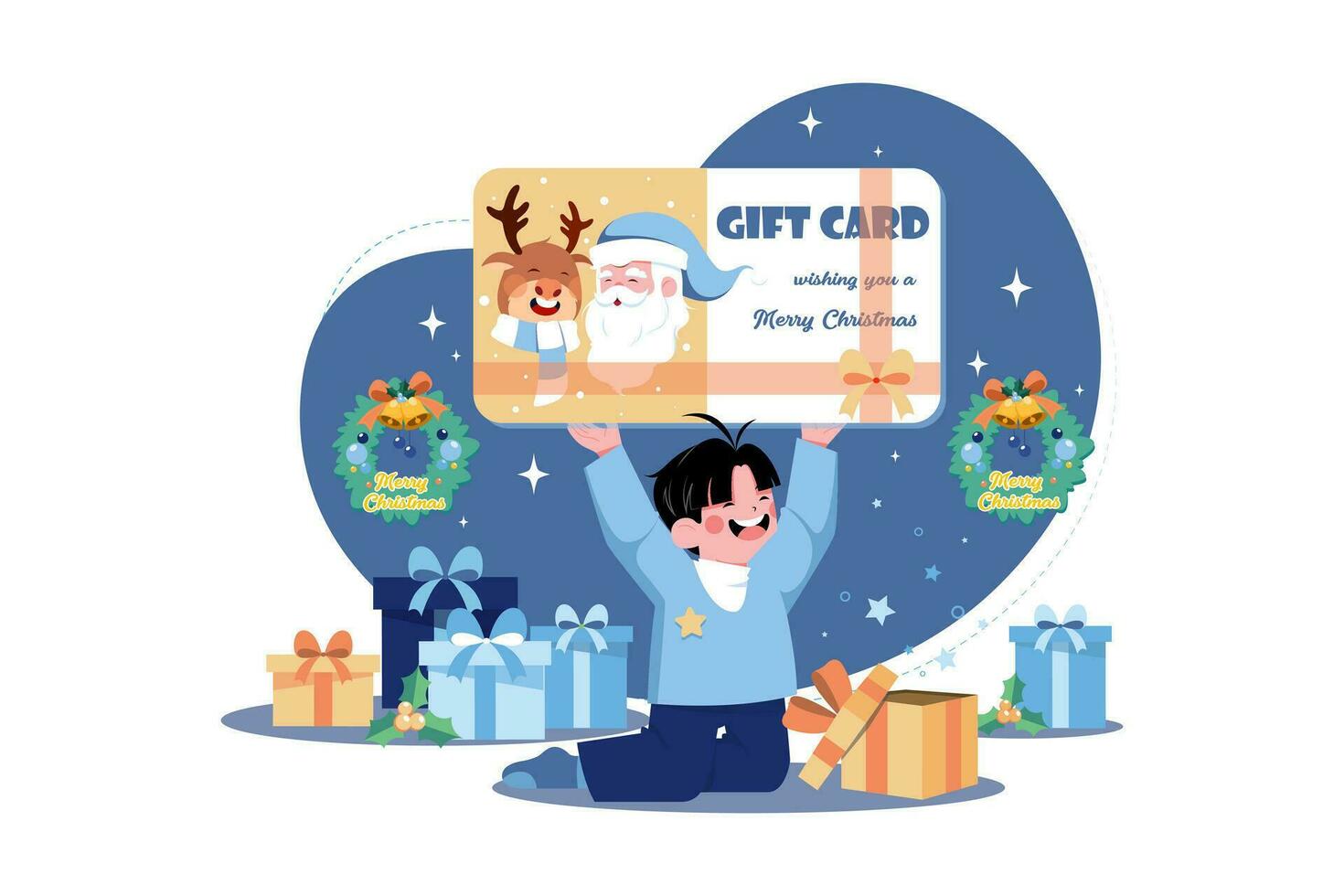 Navidad regalo tarjeta ilustración concepto en blanco antecedentes vector