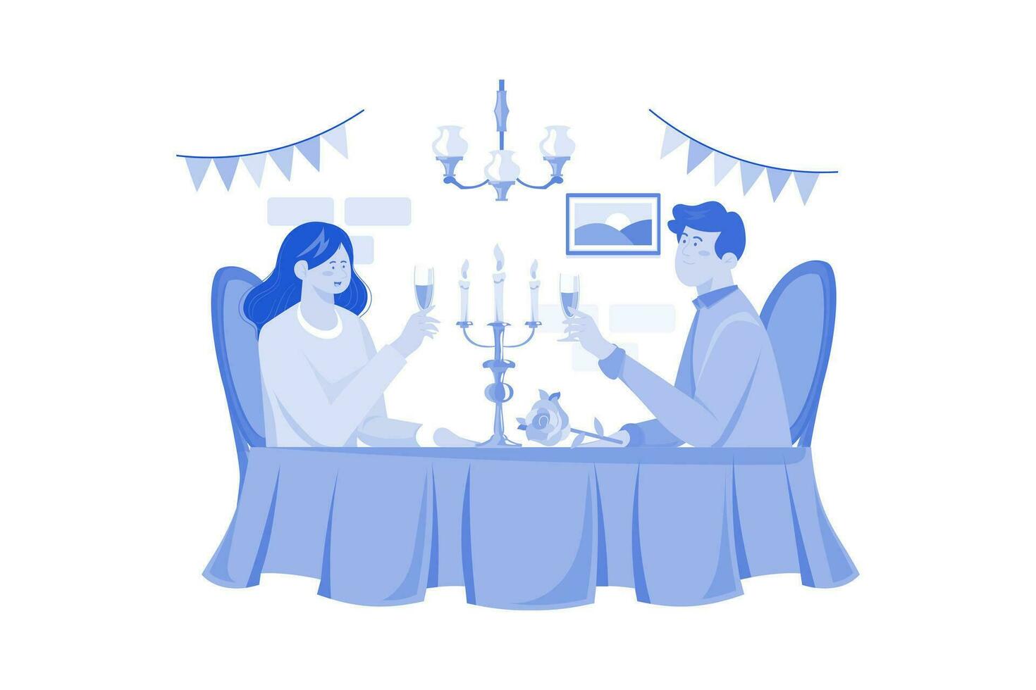 de pareja lujoso cena a celebrar vector