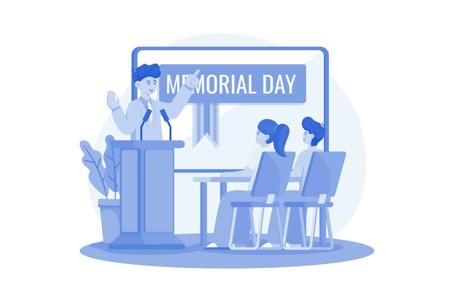 Schools organize assemblies and activities to educate students about the importance of Memorial Day. vector