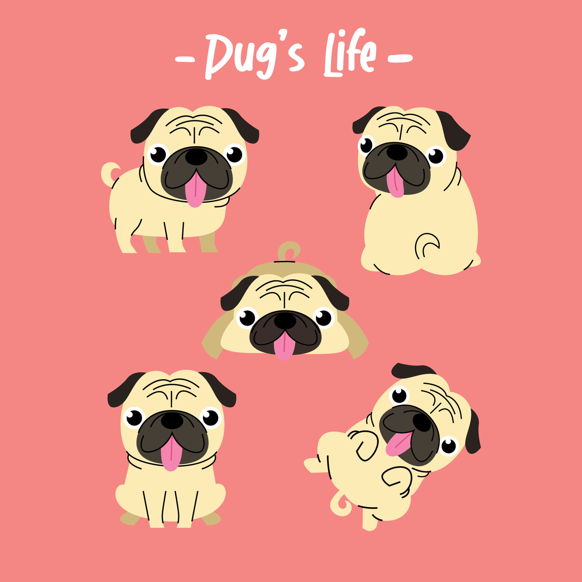 CUTE PUG DOG VECTOR COLLECTION SET 29698773 Vector Art at Vecteezy