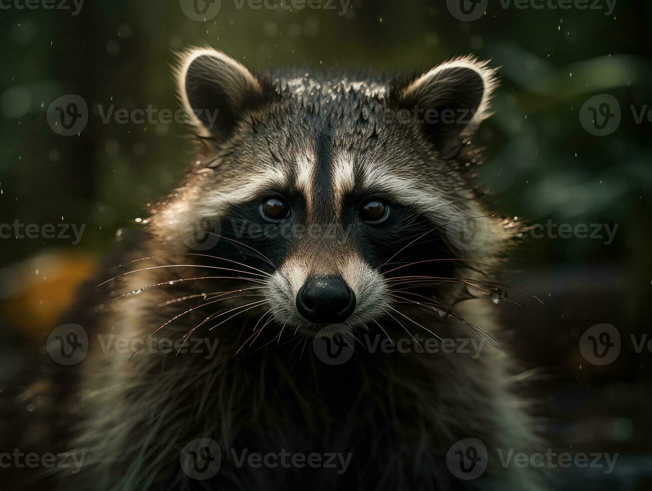 Racoon portrait created with Generative AI technology photo
