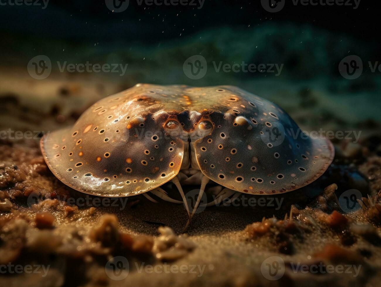 Sand dollar portrait created with Generative AI technology photo