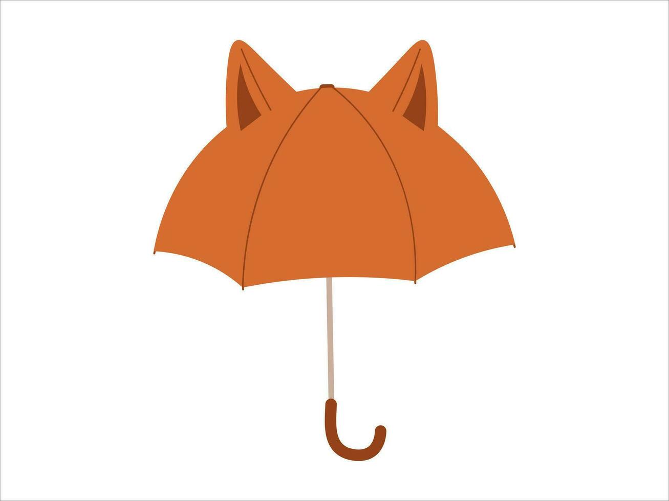 Umbrella with Ears on isolated background. Cute Vector illustration in flat style